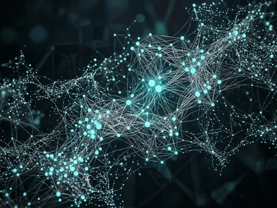 Glowing purple memory network with nodes and connections